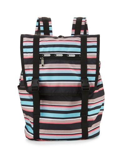 Journey Striped Flap-top Backpack, Tennis
