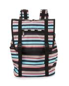 Journey Striped Flap-top Backpack, Tennis