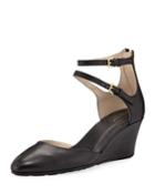 Maddie Leather Ankle-strap Wedges
