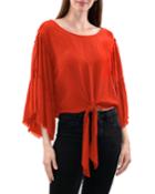 Rayon Gauze Tie-front Woven Top