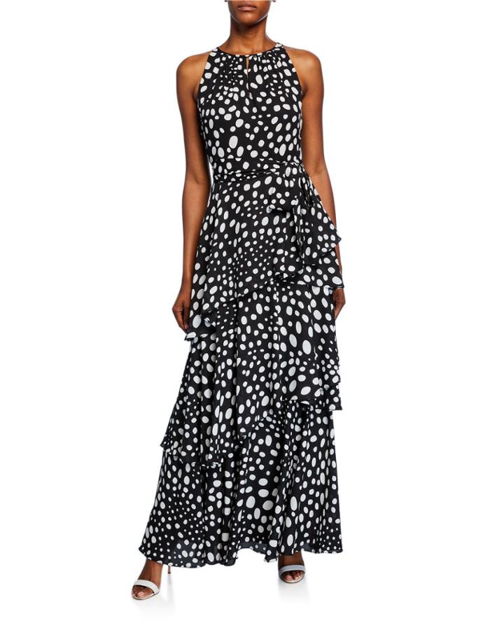 Tiered Halter-neck Ruched