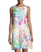 Floral-printed Sleeveless Dress, Pink/blue