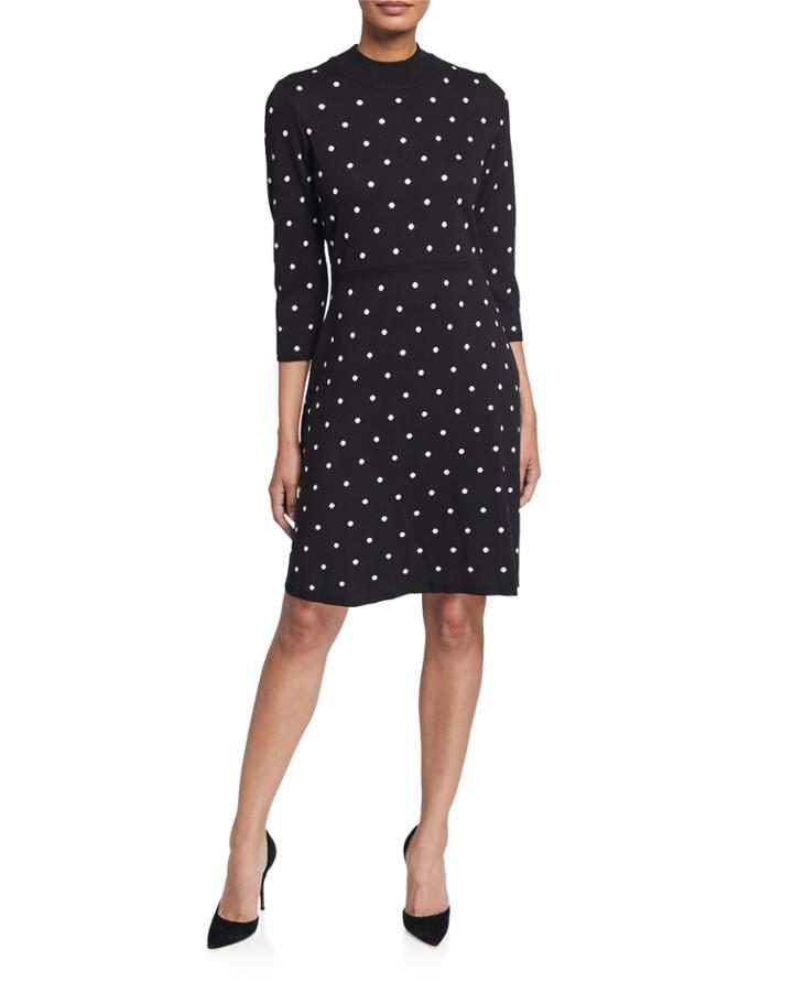 Polka Dot Knit A-line Dress