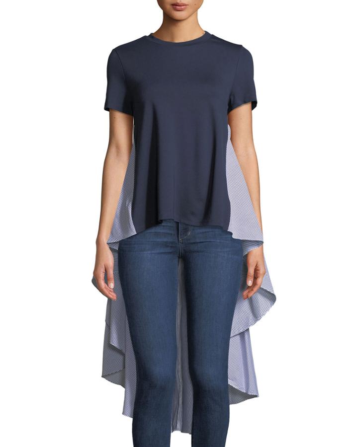 Striped Dress-back Crewneck Tee