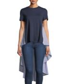 Striped Dress-back Crewneck Tee