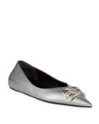 Bb Metallic Leather Pointy-toe Ballerina Flats