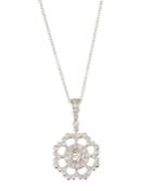 18k Diamond Scalloped Floral Pendant Necklace