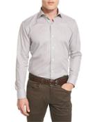 Casolare Striped Long-sleeve Sport Shirt, Dolomite Gray