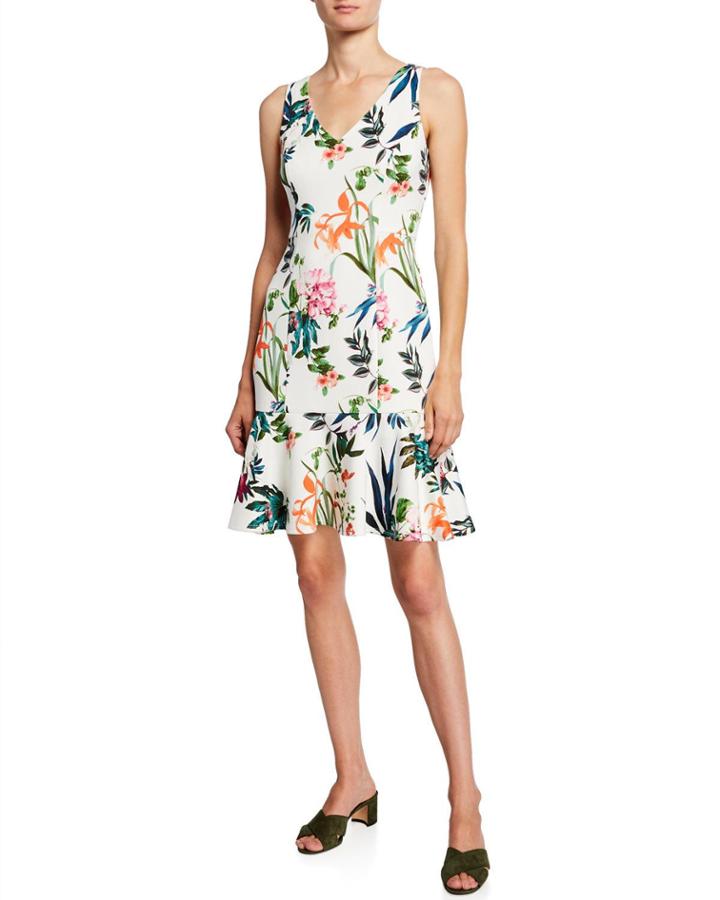 Floral Sleeveless Flounce-hem