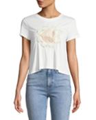 Flower-peace Embroidered Crop Tee