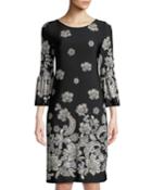 Floral-print Bell-sleeve Jersey Dress
