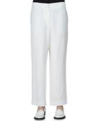 Flat-front Low-rise Cropped Pants, White