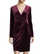 Velvet Faux-wrap Long-sleeve Dress