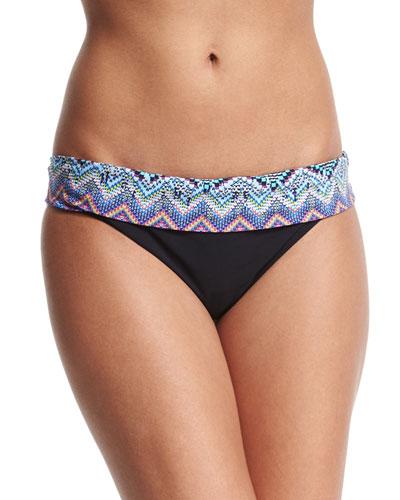 Skyline Fold-waist Swim Bottom, Black