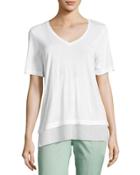 Chiffon-trim Short-sleeve Tee