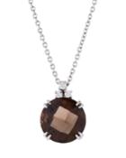 18k White Gold Smokey Quartz & Diamond Necklace