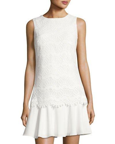 Drop-waist Lace-overlay Dress