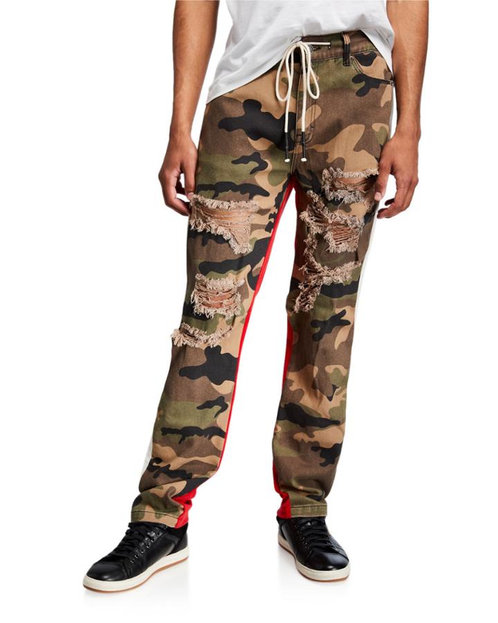 Men's Mixed-media Drawstring Pants