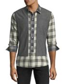 Plaid Shirt With Vest Overlay