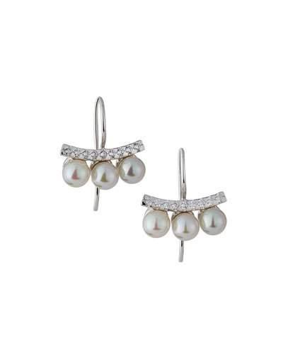 Pave Crystal Pearl Bar Drop Earrings,