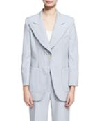 Single Breasted Wool Jacket, Blue