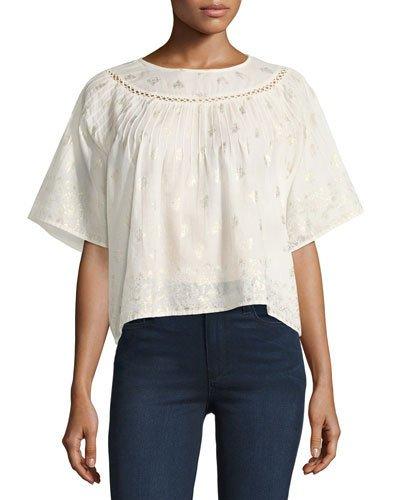 Isabella Metallic-print Boxy Top