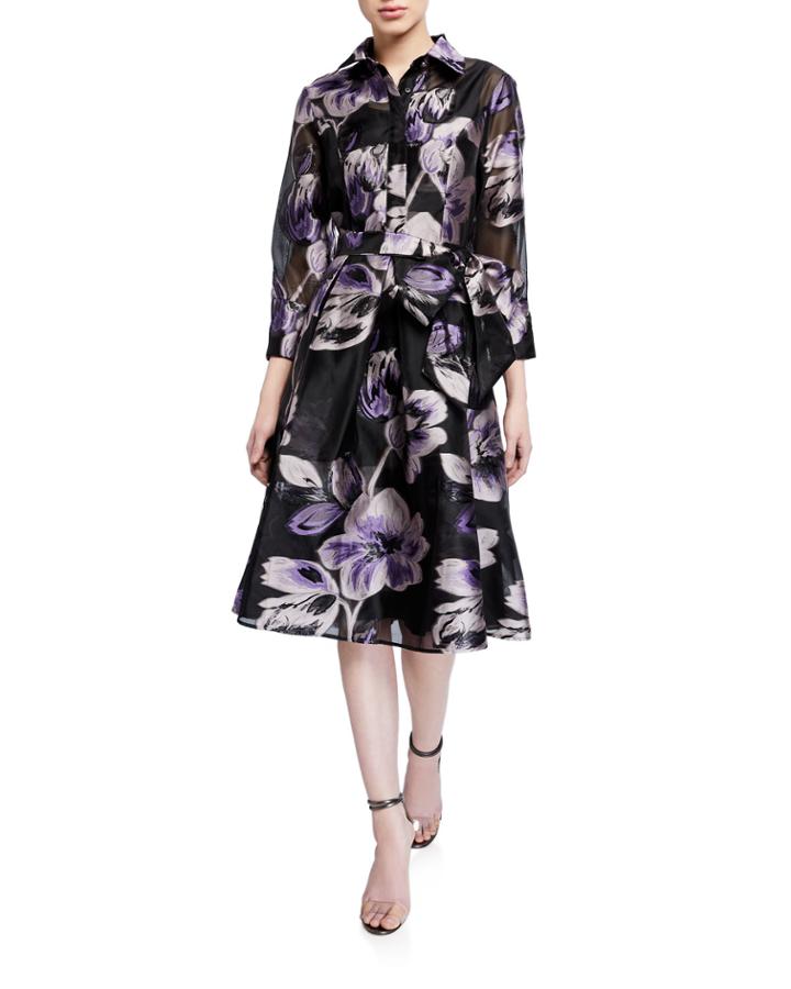 Floral-print Organza Fit-&-flare Dress