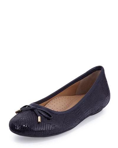 Sabina Lizard-print Flat, Navy