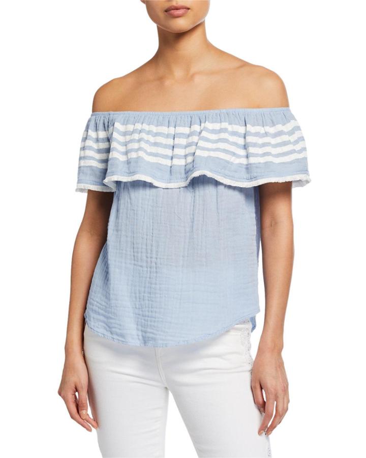 Off-the-shoulder Chambray Top