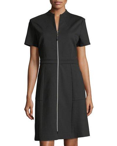 Zip-front Knit Dress