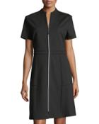 Zip-front Knit Dress