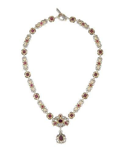 Artemis Statement Rhodolite Station Necklace