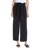 Belted Cropped Wide-leg Crepe Pants