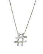 Tiny Treasure 18k Small Diamond Hashtag Pendant Necklace