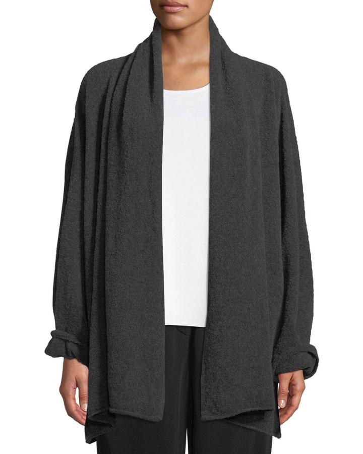 Scrunched Shawl Short Wool-blend Cardigan