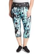 Spliced Floral Performance Capri Leggings,