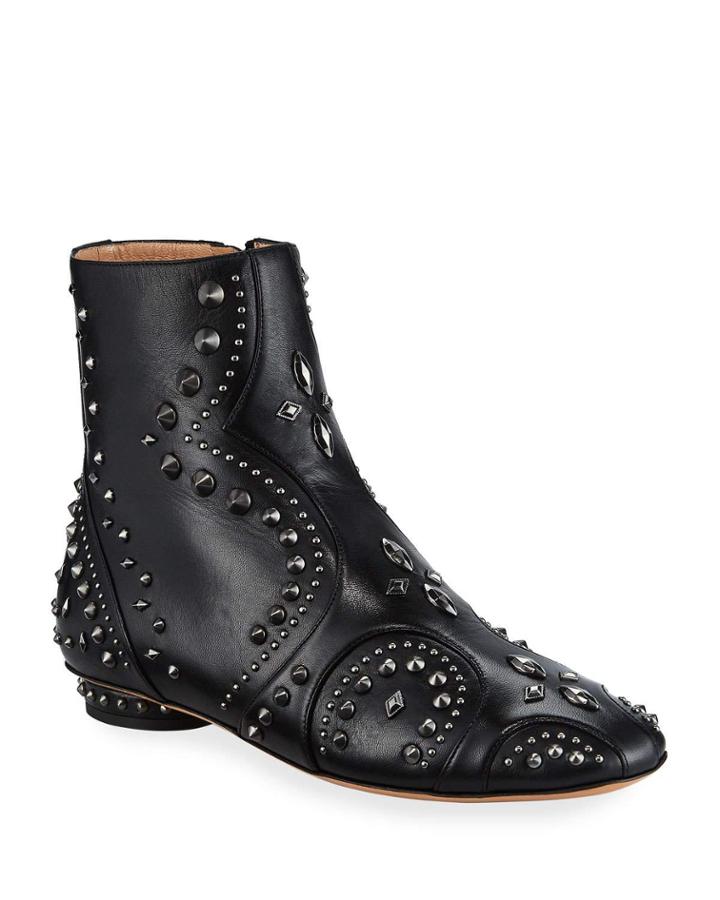 Rockstud Leather Ankle Booties