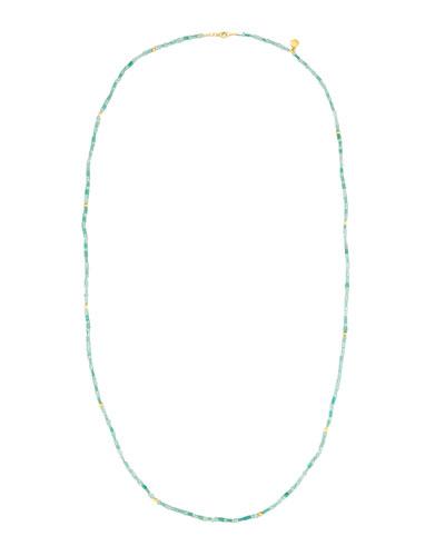 Delicate Hue 24k Emerald & Topaz Beaded Necklace,