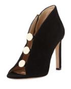 Lorna Studded Suede Open-toe Bootie, Black