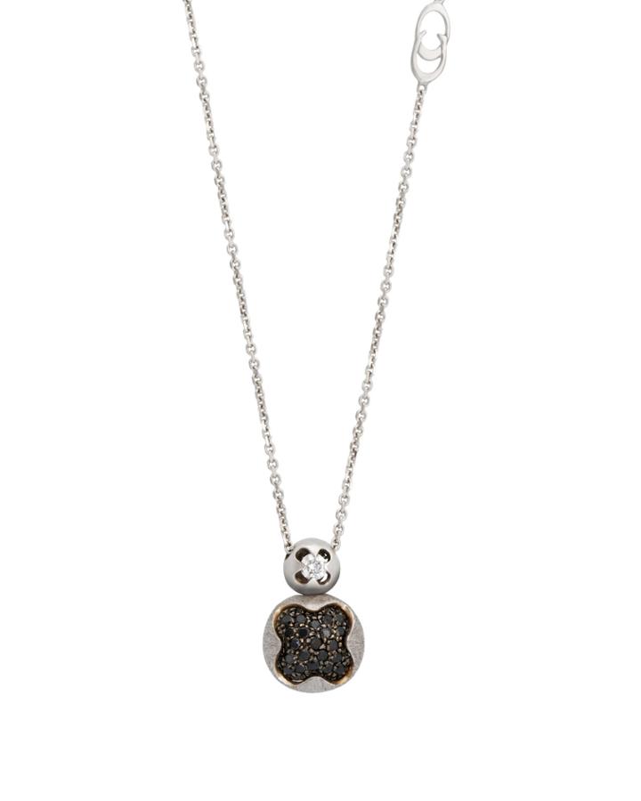 18k White Gold & Black Diamond Pendant Necklace,