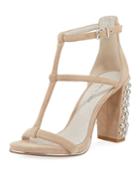 Deandra Studded Suede T-strap