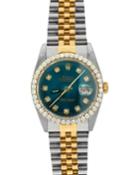 Pre-owned 31mm Diamond Oyster Perpetual Datejust Watch In Teal