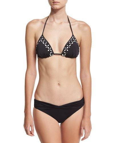 Morrocan Sephora Triangle Swim Top, Black/white
