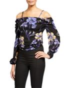 Cori Cold-shoulder Printed Blouse