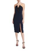 Tinsley Strapless Stretch Crepe Tux Dress With Thigh