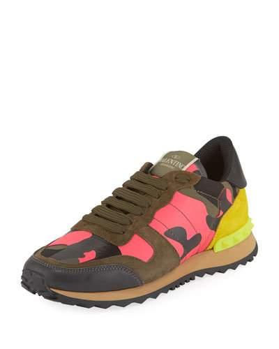 Camouflage Mixed Leather Lace-up
