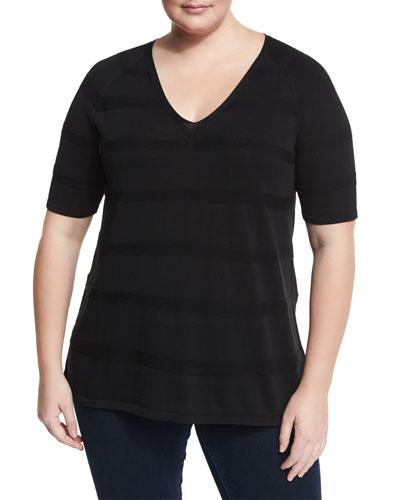 Staggered Links Short-sleeve Sweater,