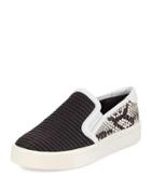 Bram Woven & Lizard-print Sneaker, Black/plaster/black
