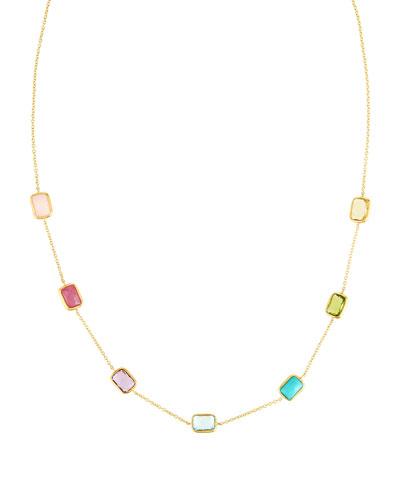 18k Gold Rock Candy Mini Gelato Rectangle Station Necklace In