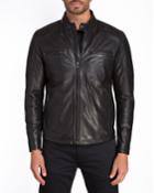 Men's Leather Moto Zip-pocket Jacket